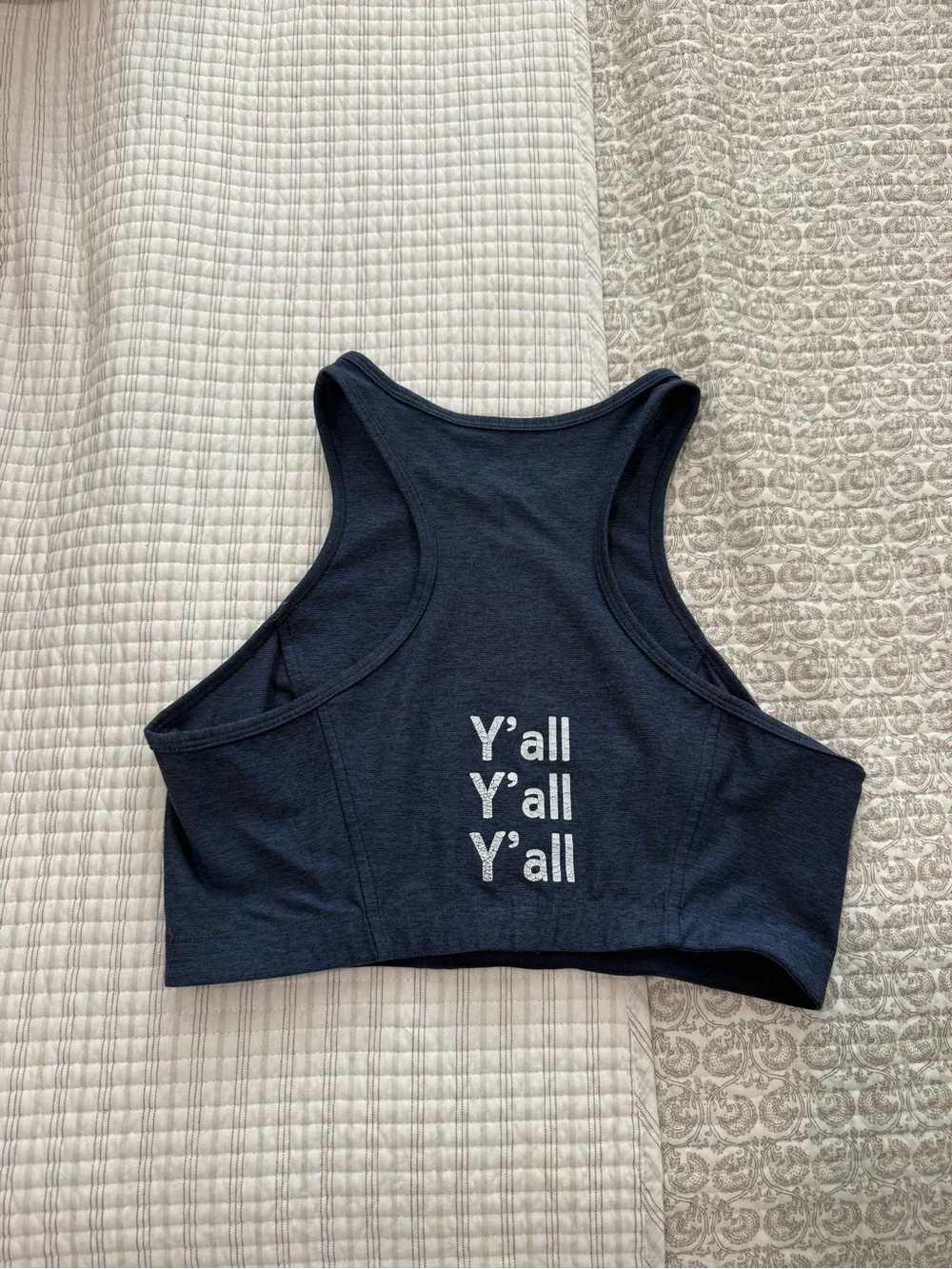 Outdoor Voices High-Neck Sports Bra in Dark Navy